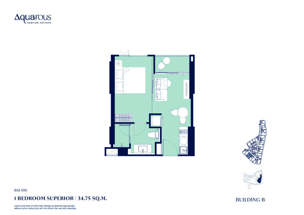 1-спальная 34.75 м²