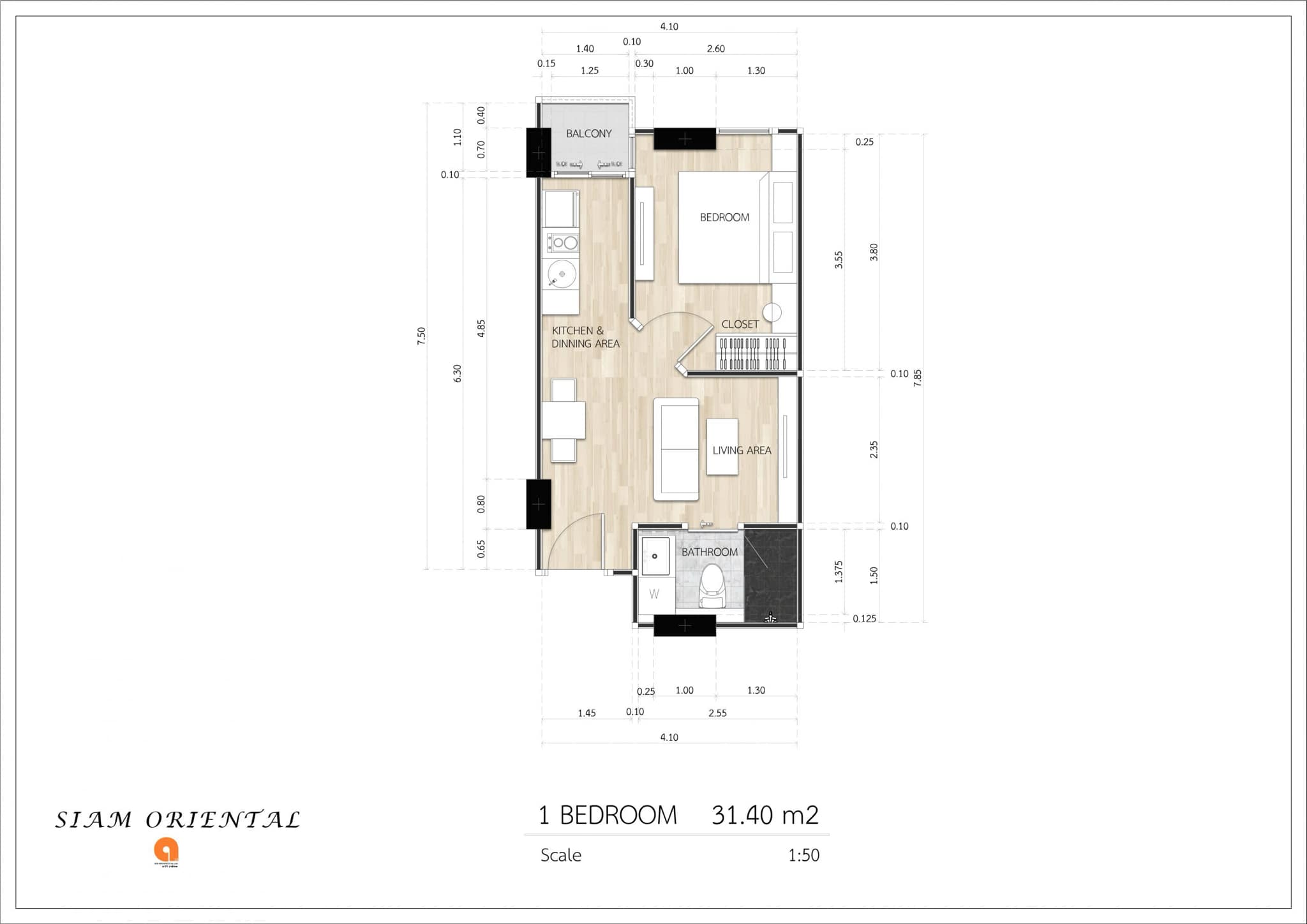 Siam Oriental Dream — 1 bedroom, 31 м², 3 эт.