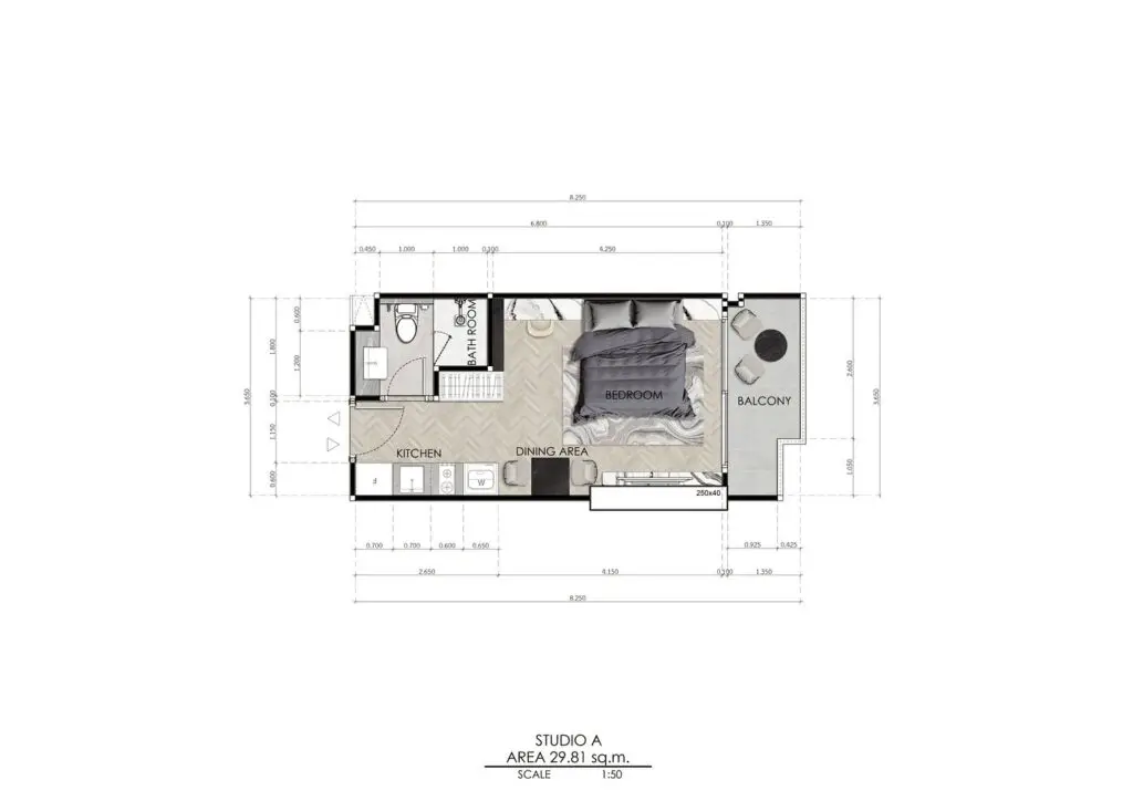 Студия 29.81 - 30.80 м²