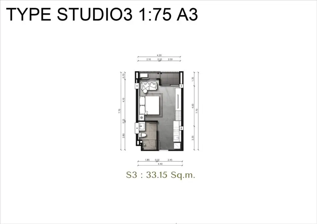 Студия 32.47 - 33.15 м²