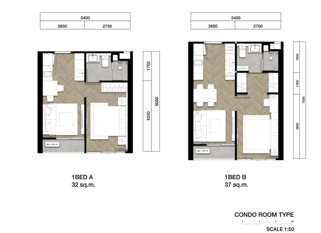 1-спальная 32.00 - 37.00 м²