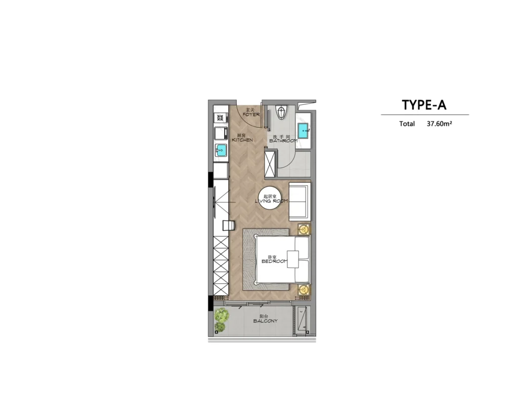 Студия / 37.60 - 43.42 м²