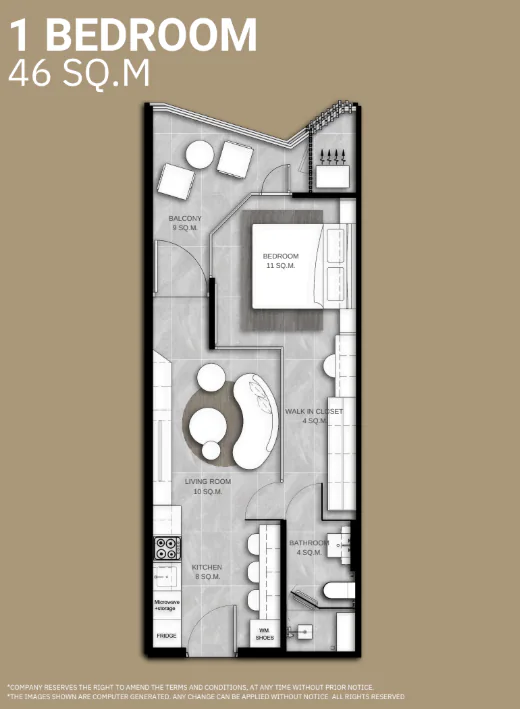 1-Спальная / 46.00 м²