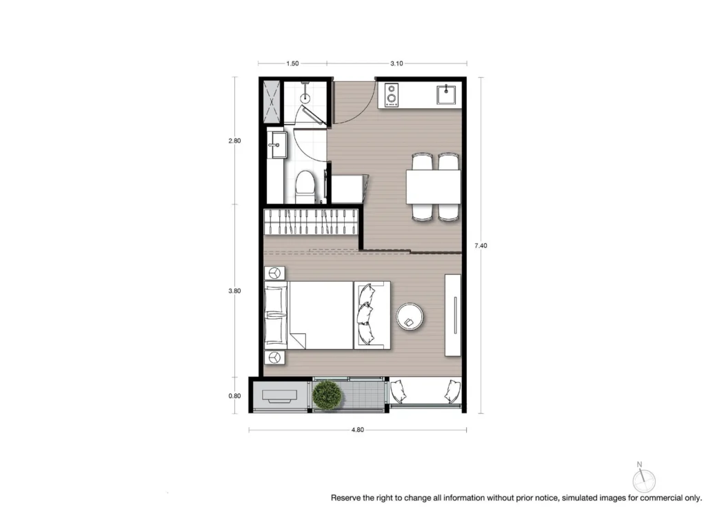 1 спальня 31.77 м²
