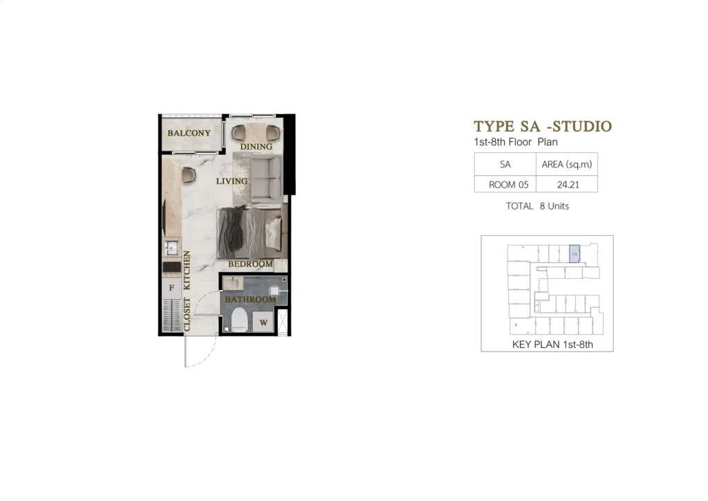 Студия 22.78 - 27.94 м²