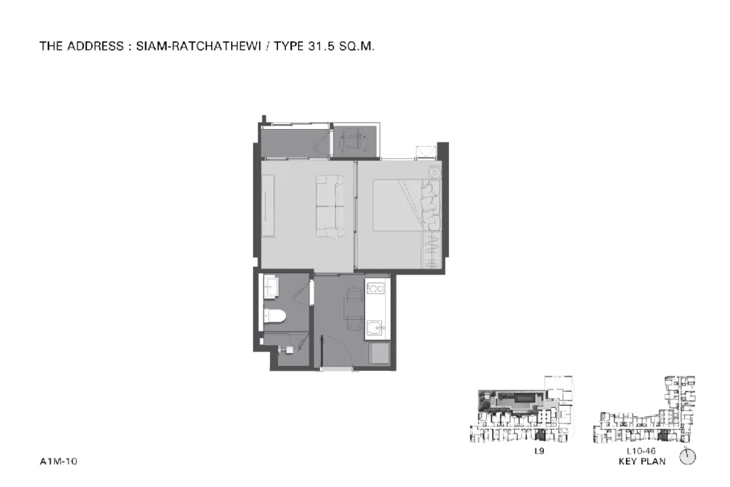 1 спальня 31.50 м²